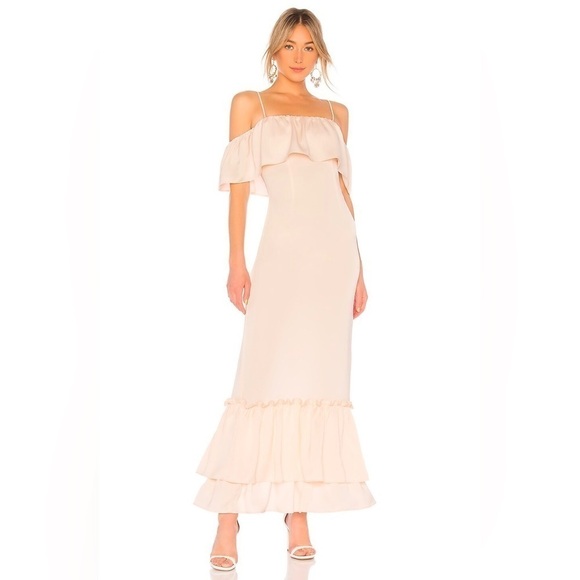 LPA Tiered Ruffle Gown, Champagne, Size S - Picture 2 of 14